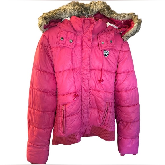 American Eagle Pink Puffer Jacket- Large women’s - Picture 1 of 10